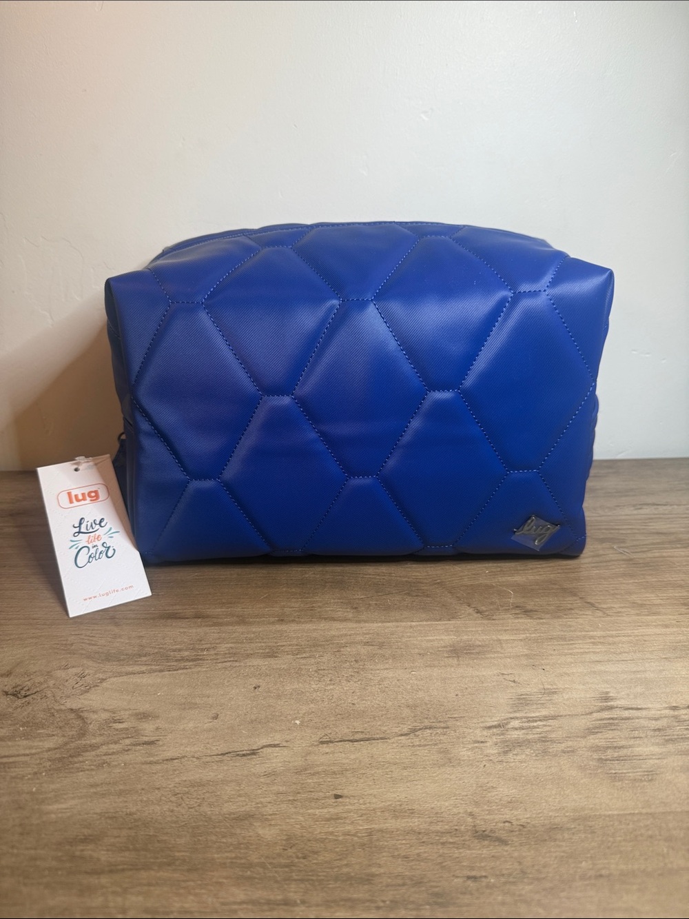NWT Lug Bumper Satin Luxe VL Cosmetic/Toiletry Case – Indigo Blue Quilted